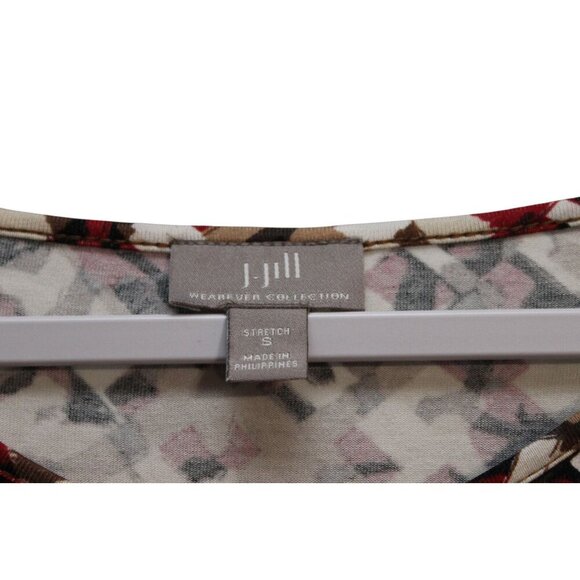 J Jill Wearever Collection Tunic Blouse Size Small Geometric Stretch 3/4 Sleeve - Picture 6 of 10